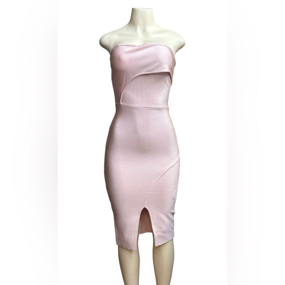 Honbox.  Pink Asymmetrical Bodycon Dress with Slit - Picture 1 of 4